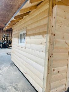 White pine log siding