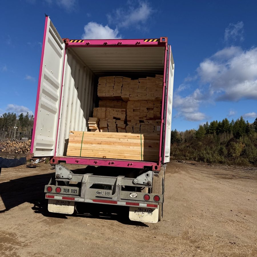 IMG_2116 Container loaded with kiln-dried lumber bundles for export