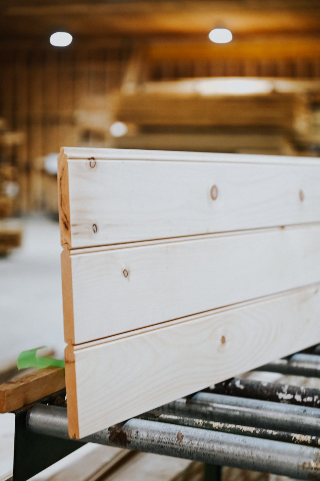 White pine tongue and groove boards at the Ayat Timbers mill